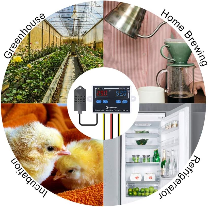 Temperature Humidity Controller Digital Thermostat Module 120V, Heating Cooling Humidification and dehumidification