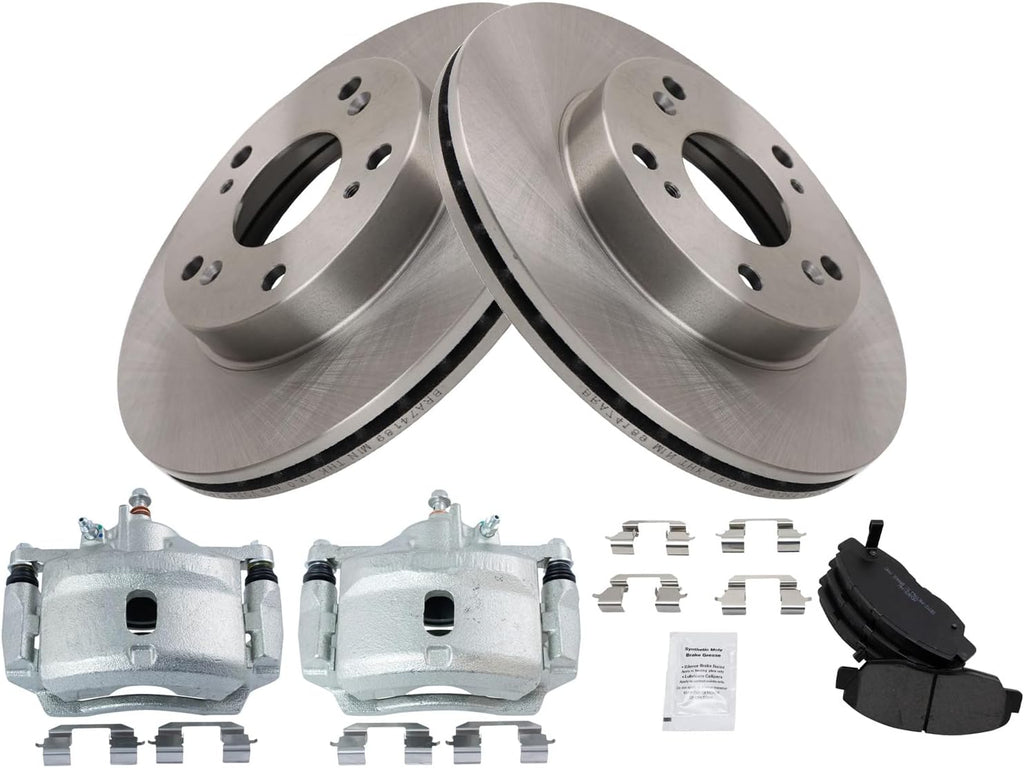 Front Brake Pad and Rotor Set Semi Metallic Rotors Calipers Compatible with 2006-2011 Honda Civic