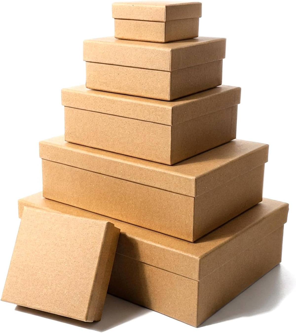 6 Pcs Gift Boxes with Lids, Set of 6 Empty Wrap Boxes, Nesting Box for Gift Presents Cardboard Box for