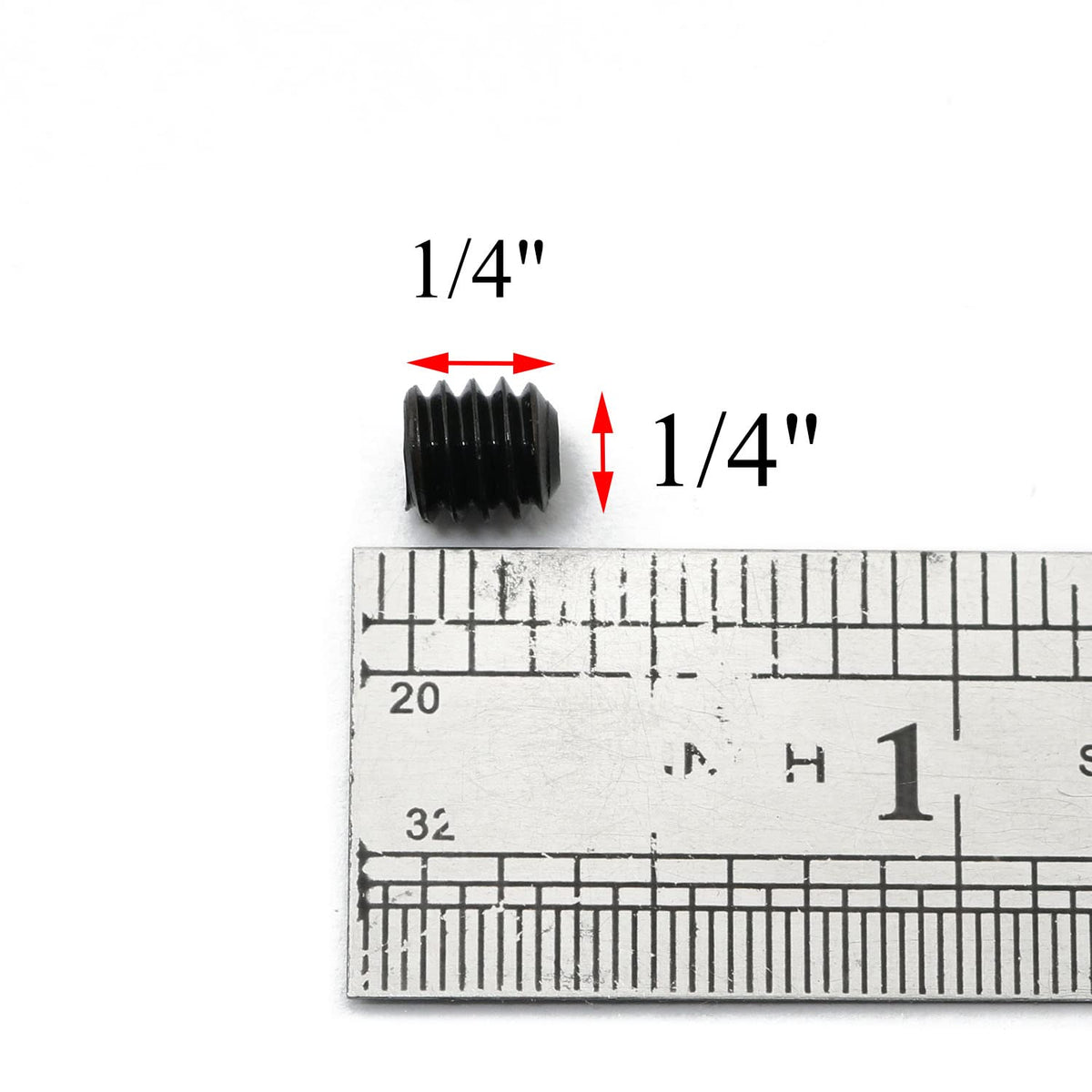 25pcs Internal Hex Allen Head Socket Set Screws 1/4"-20 x 1/4" Black with 1/8" Black Hex Wrench