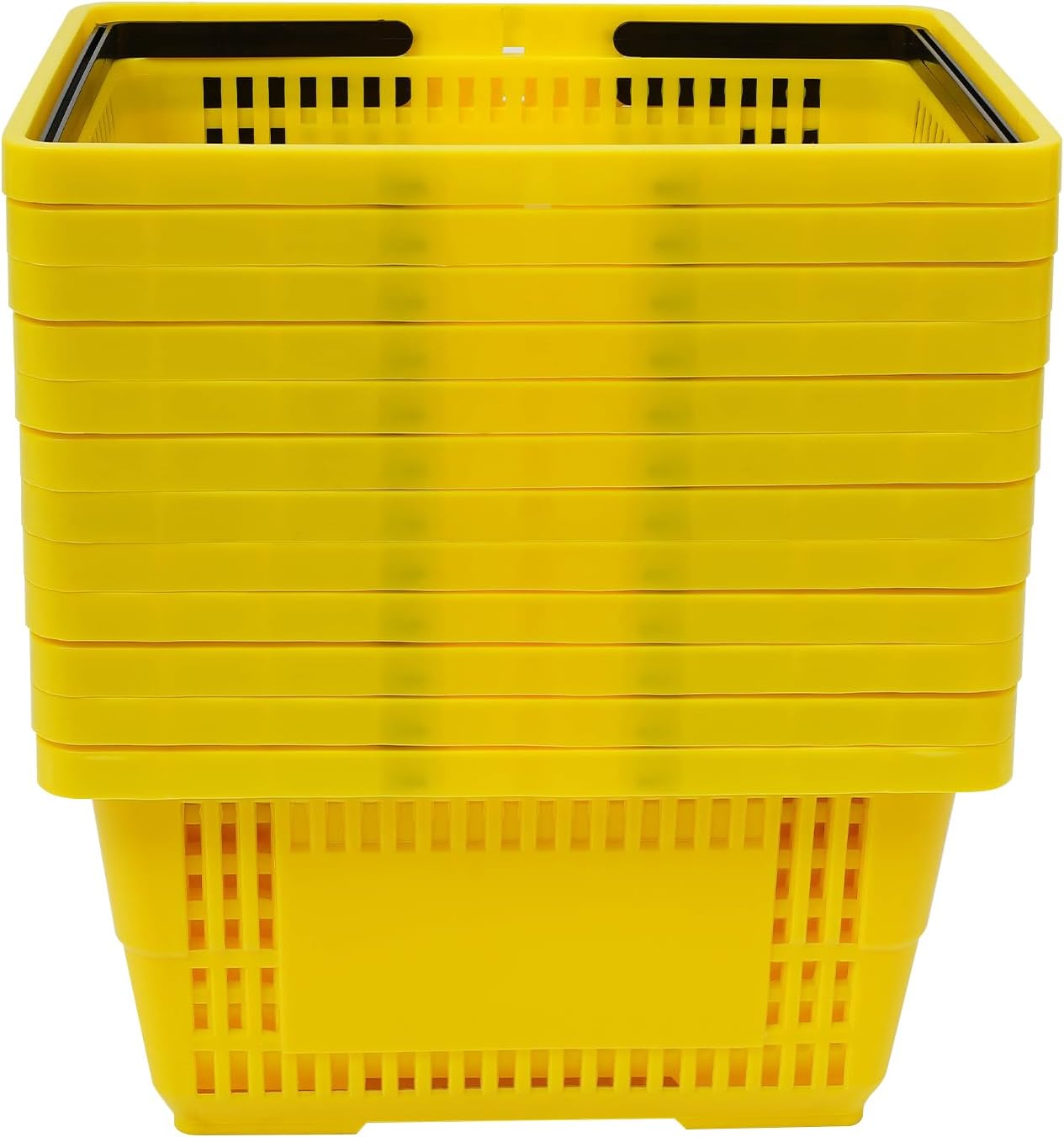 12PCS Shopping Baskets with Handles, 21L Plastic Grocery Basket for Retail Store, Supermarket, Grocery Shopping |17"