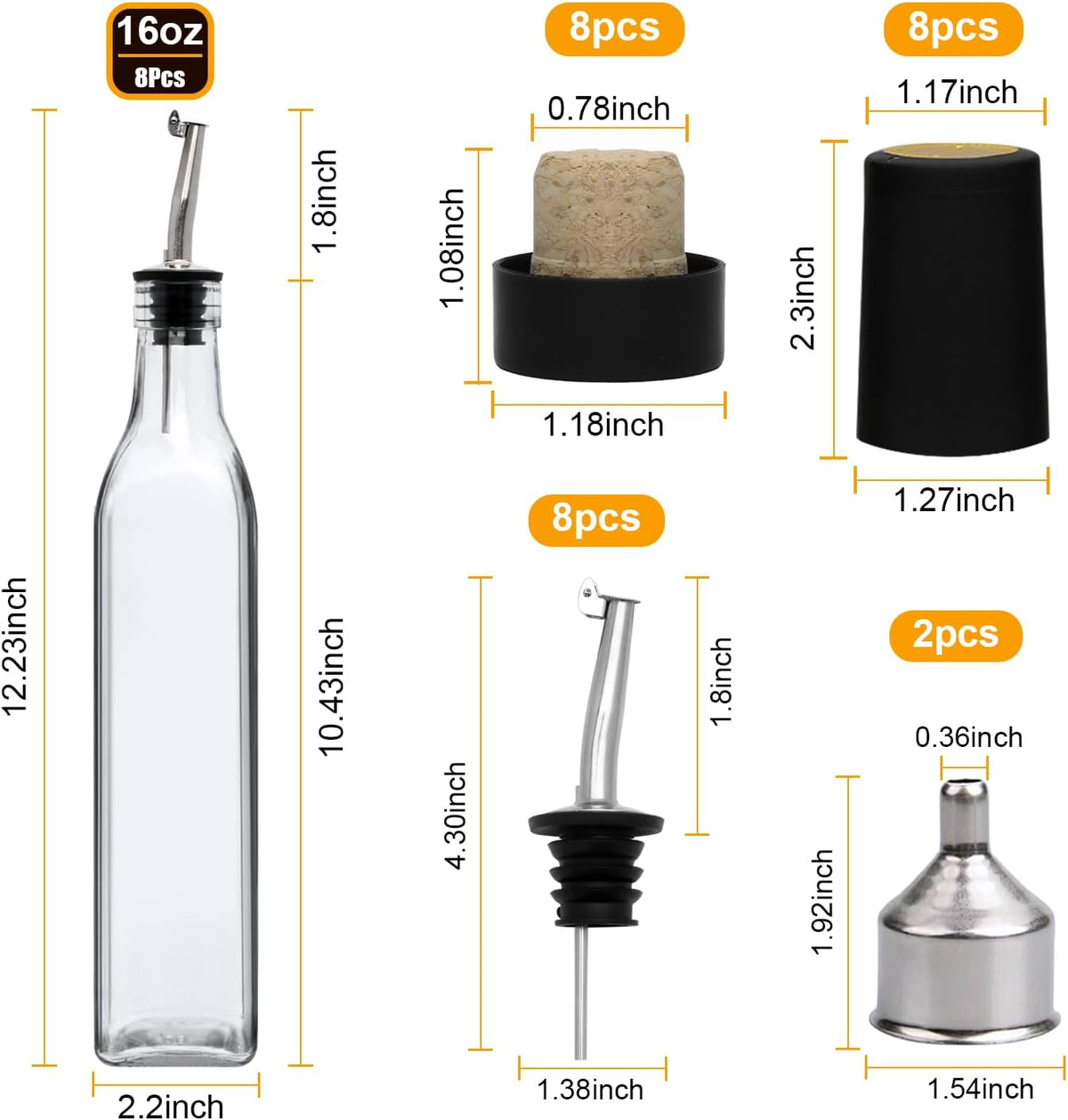 8Pcs 17oz Olive Oil Dispenser Bottle, Oil Dispenser for Kitchen