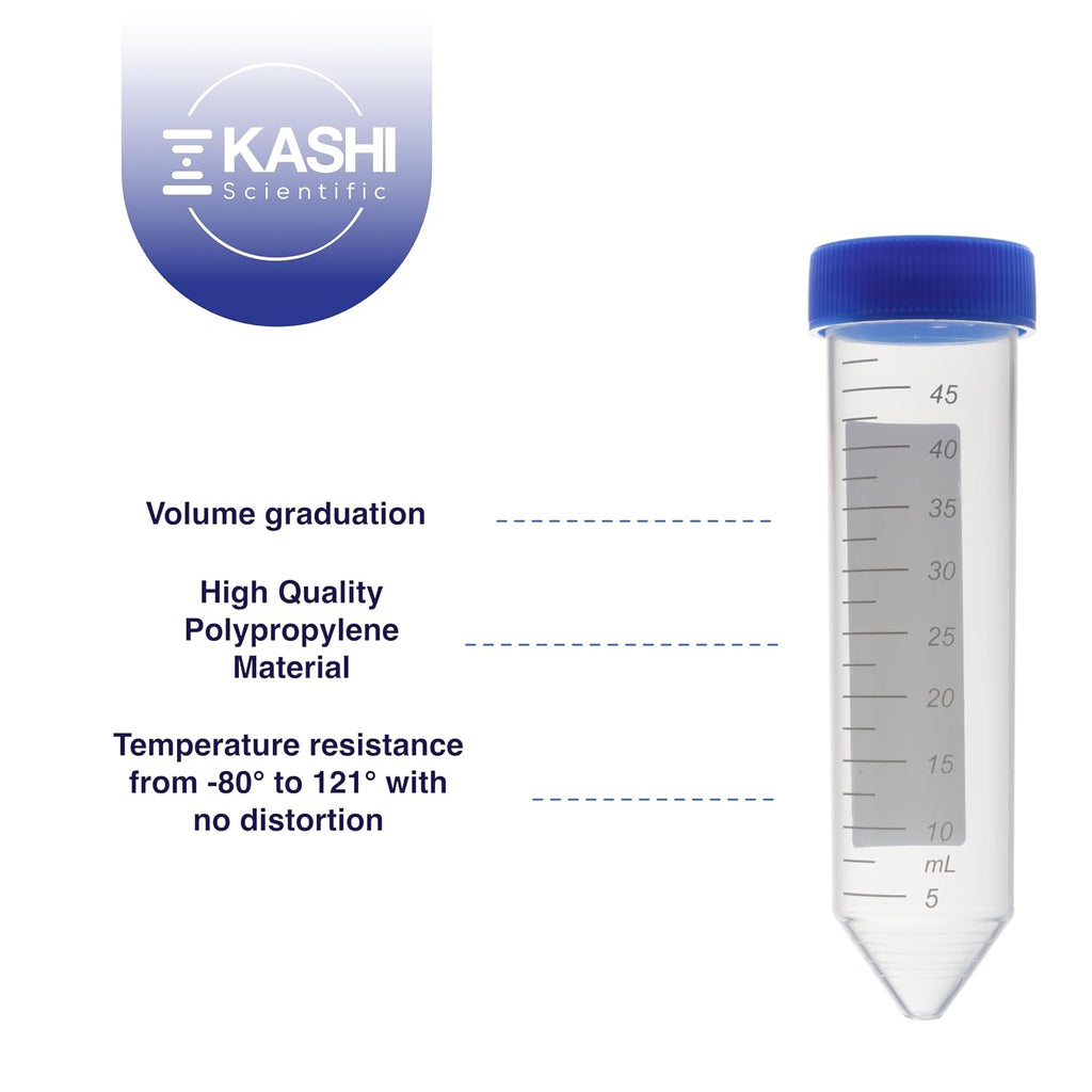 50mL Screw-Cap Conical Centrifuge Tubes, Sterile Transparent Test Tubes with Printed Graduation and Write-on Spot