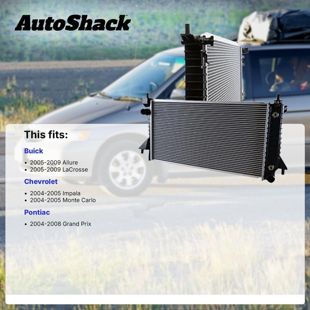 AutoShack Radiator for Buick, LaCrosse 2005-2009, V6 3.8L