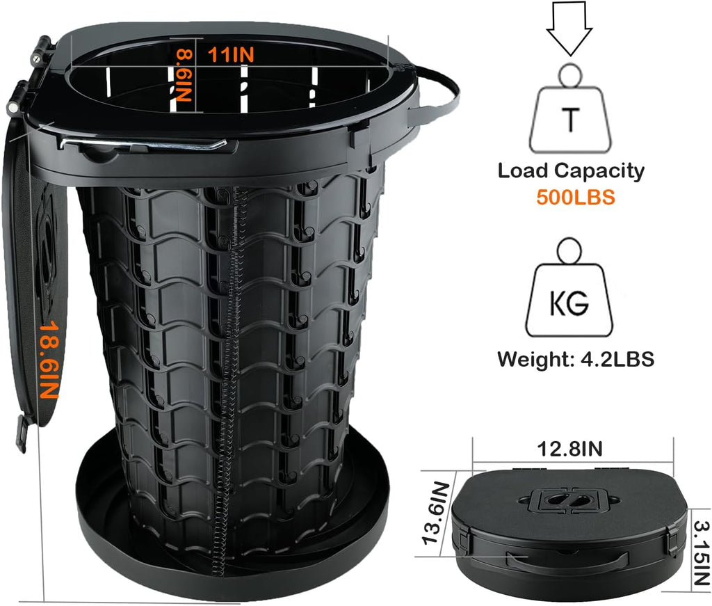 XXL Portable camping Toilet, Foldable and Height Adjustable, Load Capacity 500lbs, with Carrying Handle, Perfect for
