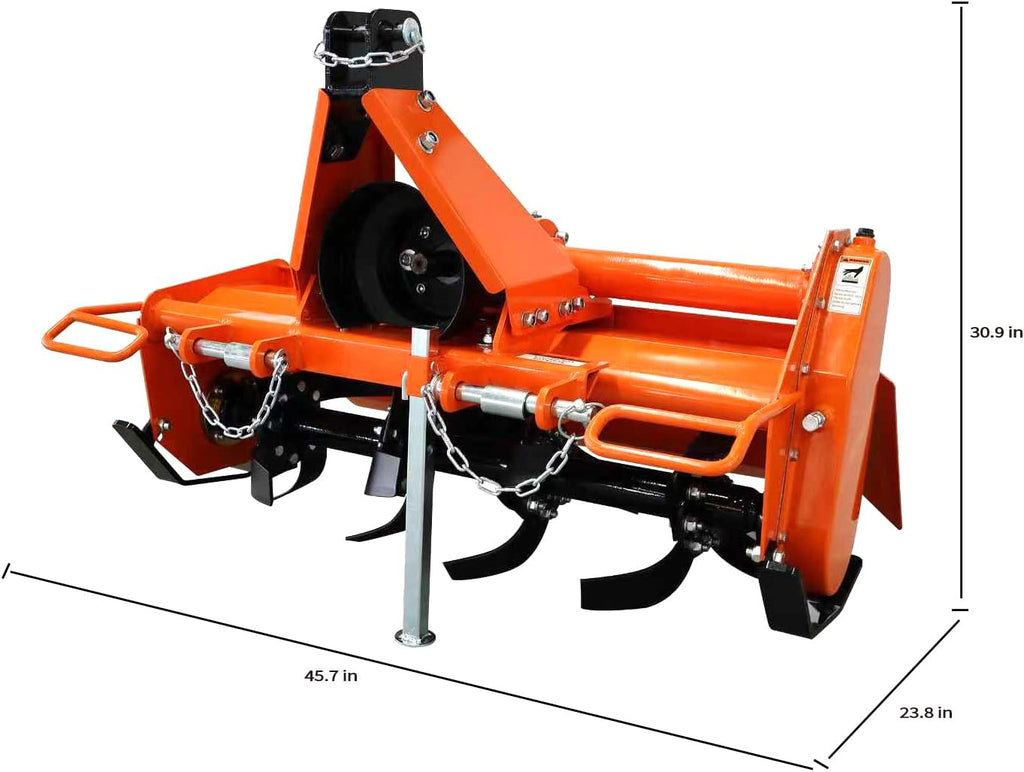 37” 3 Point Rotary Tiller for Compact Tractors 15-25HP Cat 1 Cultivator | 16 Replaceable L-Shaped Tines for Easy