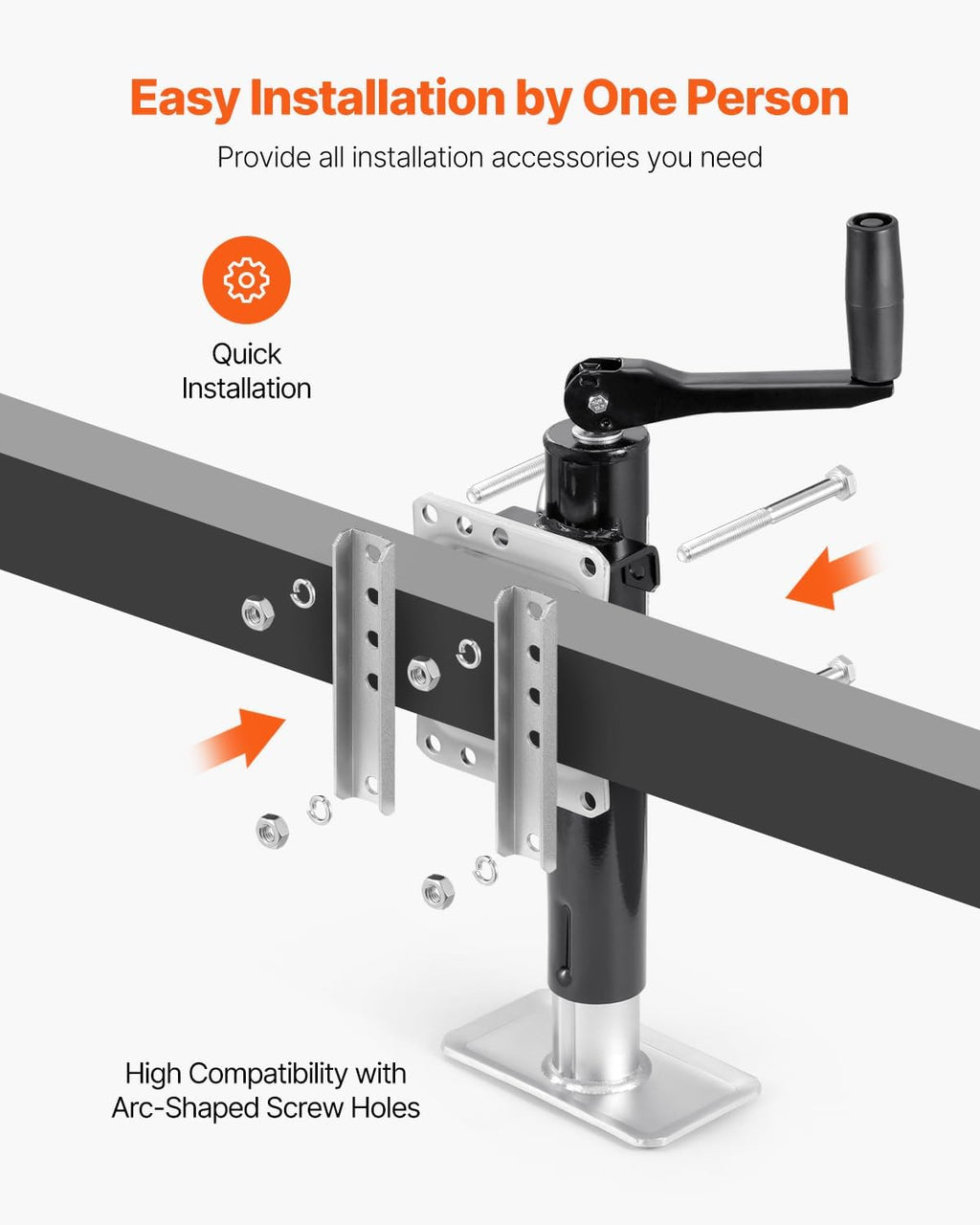 Heavy Duty Trailer Jack, 2000 lbs Load Capacity, 10" Swivel Lift for RV, Horse, Utility & Yacht Trailers