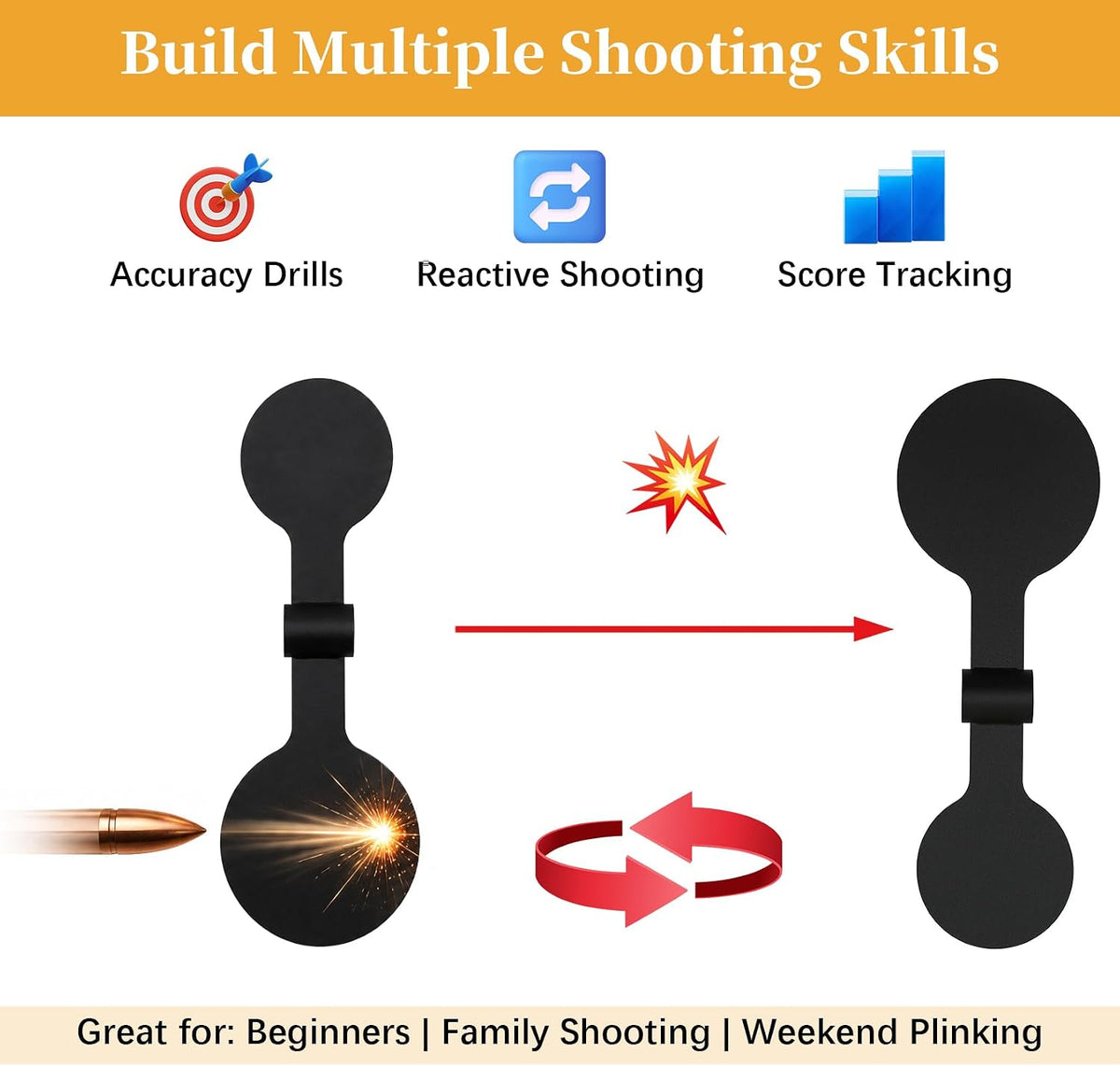 3-in-1 Adjustable Shooting Target Stand – 68'' Height, Base Width Adjustable 17'' to 32'', with Rotating Target
