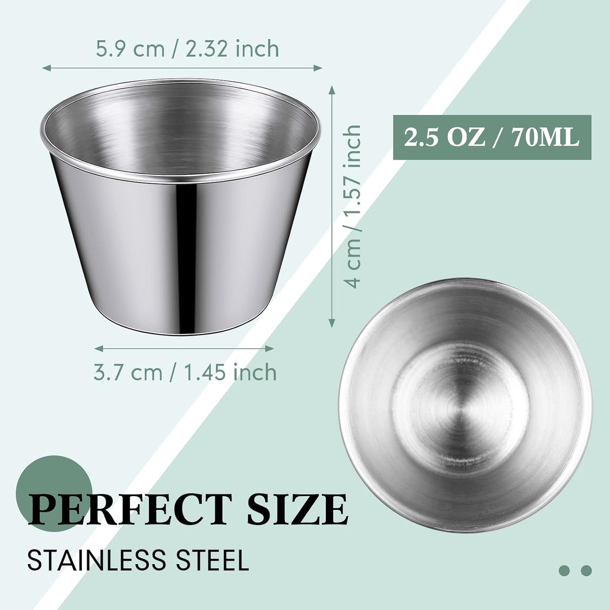 48 Pack 2.5 oz Metal Ramekins Sauce Cups Bulk