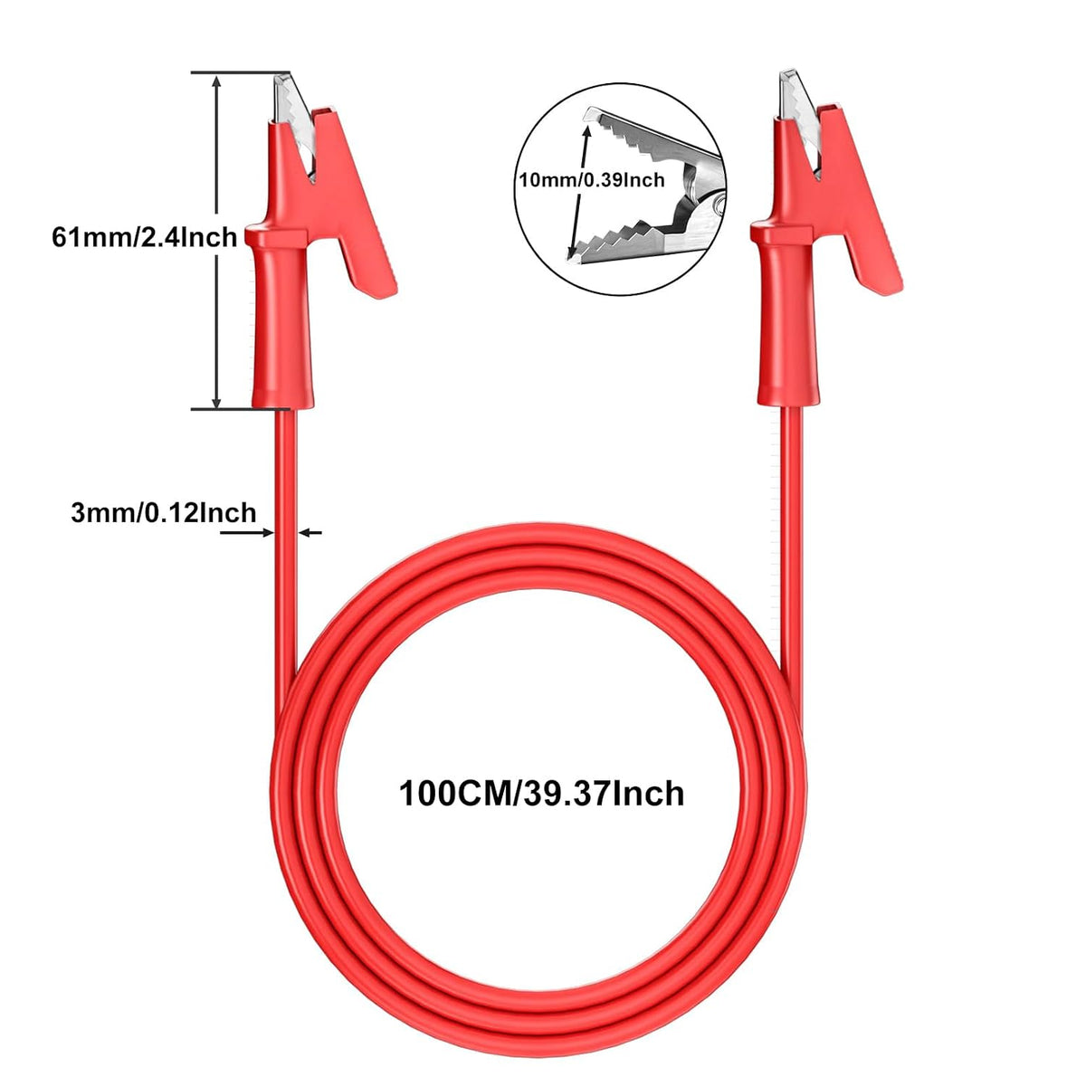 Dual-Ended Alligator Clip Electrical Test Leads 1000V 15A 3.5ft Jumper Wire