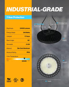 Sunco 2 Pack UFO LED High Bay Light, 240W, 6000K, 34800LM, Dimmable