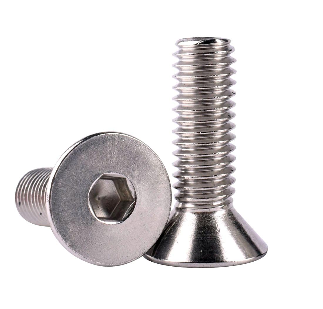 #6-32 x 3/8" Flat Head Socket Cap Screws Countersunk Bolts, Allen Hex Socket Drive, 304 Stainless Steel 18-8, Full Thread, 50Pcs