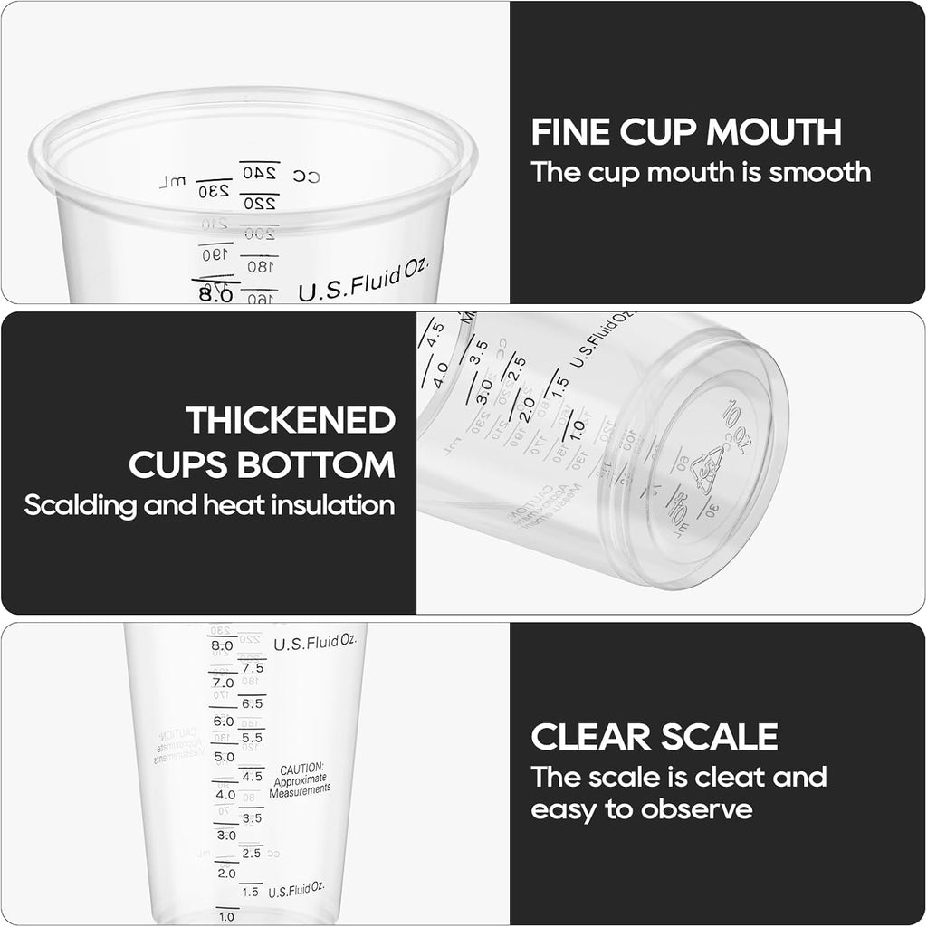 Plastic Measuring Cups 8OZ,100 PACK Disposable Mixing Cups with 100 Mixing Sticks,Paint Graduated Measuring Tumblers
