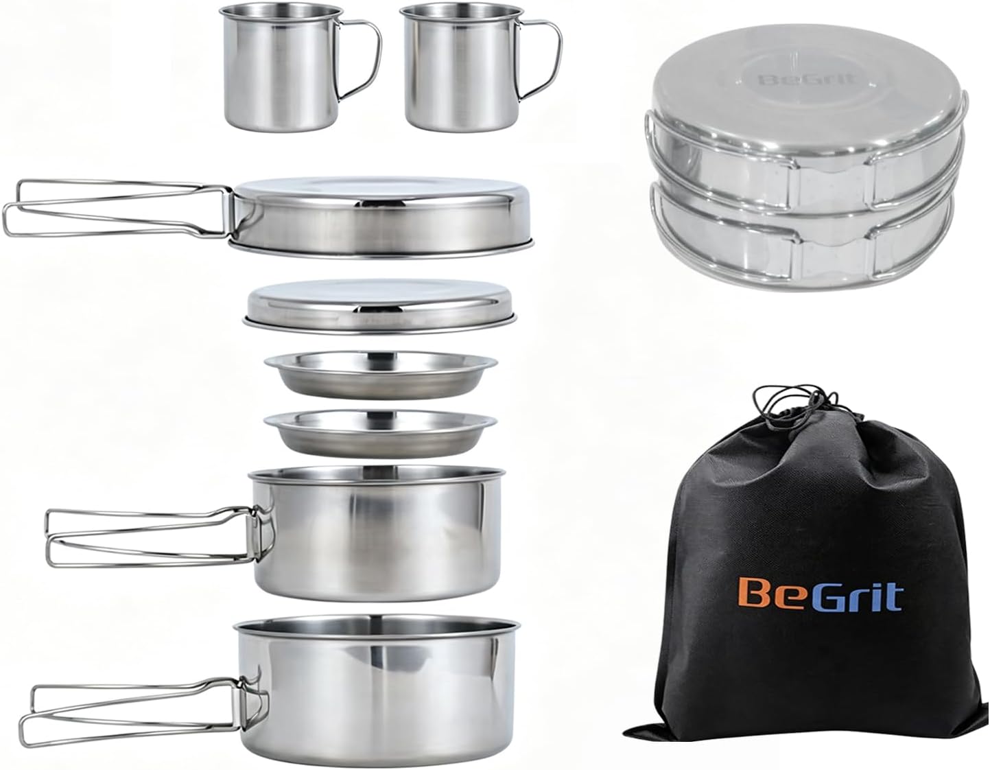 Backpacking Camping Cookware Mini Picnic Camping Cooking Mess Kit with Pot and Pan Set for Hiking