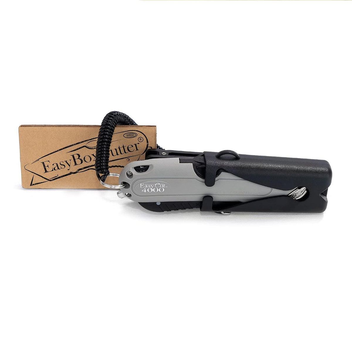 Modern Box Cutter, auto Retract, Blade Vanishing Technology, Extra Tape Cutter at Back, Dual Side Edge Guide, 3 Blade