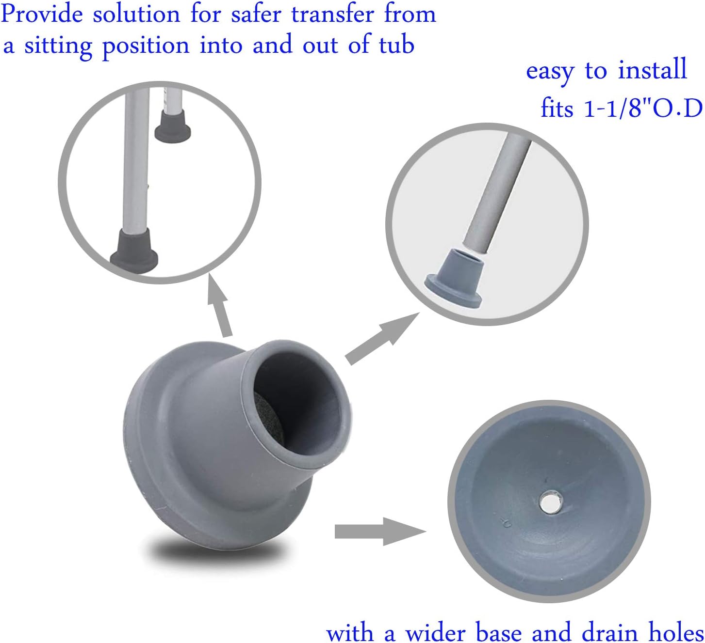 Replacement Feet for Shower Chair Bath Seat, Shower stools and Transfer Bench, Non-Skid Shower Bench and Tub Transfer