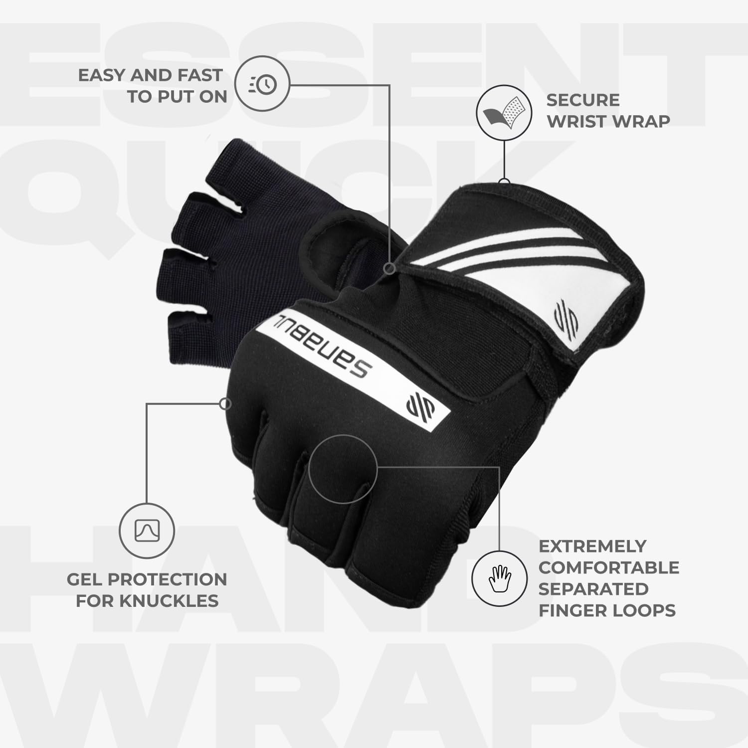 Gel Boxing Hand Wraps for Men & Women Muay Thai MMA Kickboxing Quick Wraps Boxing Inner Gloves Wrist Knuckle Protection