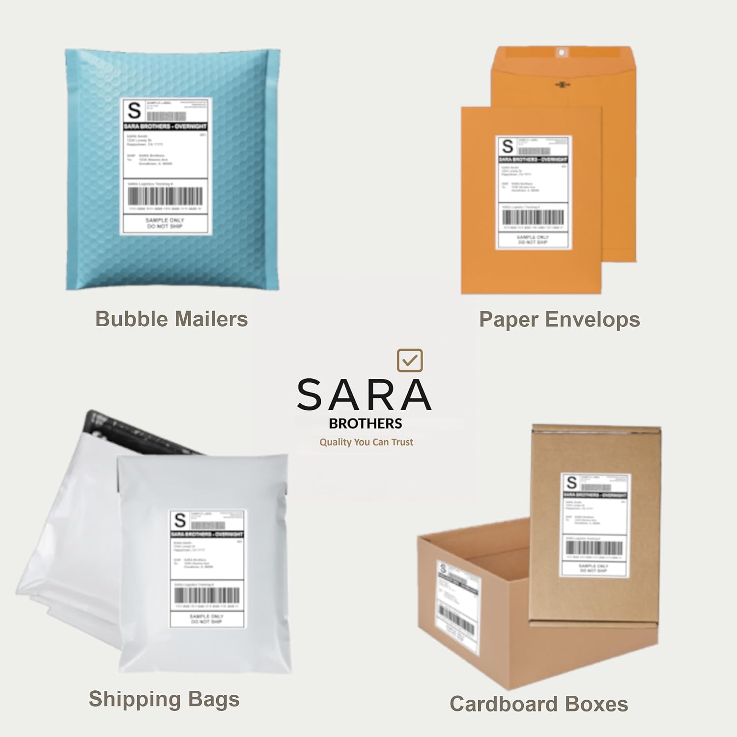 SARA Brothers 4x6 Direct Thermal Shipping Labels, Pack of 500 (1 Fanfold Stack), Commercial Grade, Waterproof