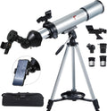 Telescope for Adults – 80mm Refractor Telescope with 600mm Focal Length, Tripod, Barlow Lens & Phone Adapter High