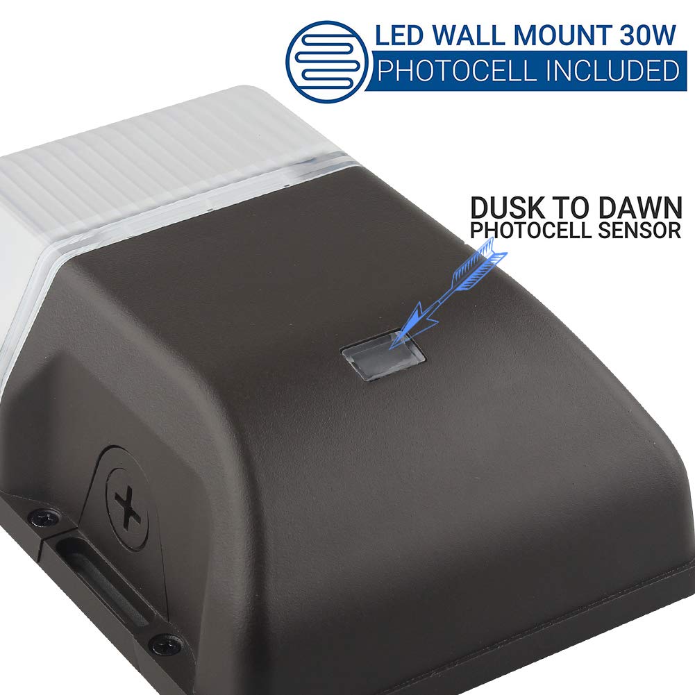 30W LED Wall Pack with Photocell, Outdoor Mini Security Light