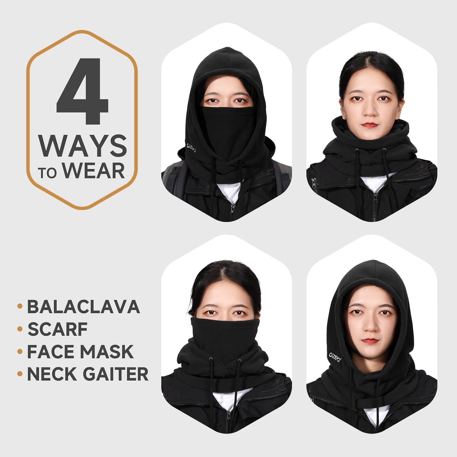Face Balaclava Ski Mask: Windproof Thermal Convertible for Men Women | Fleece Warm Hooded Full Head Cover Neck Scarf