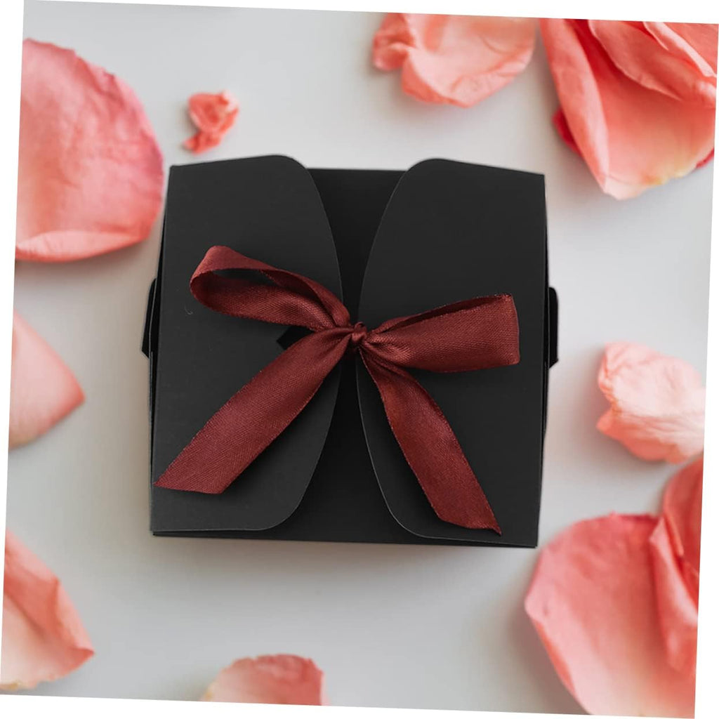 Black Kraft Paper Gift Boxes 10 Pack, Portable Nesting Set