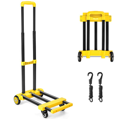 290LB Folding Hand Truck, Portable Utility Cart with 4 Wheels,Yello
