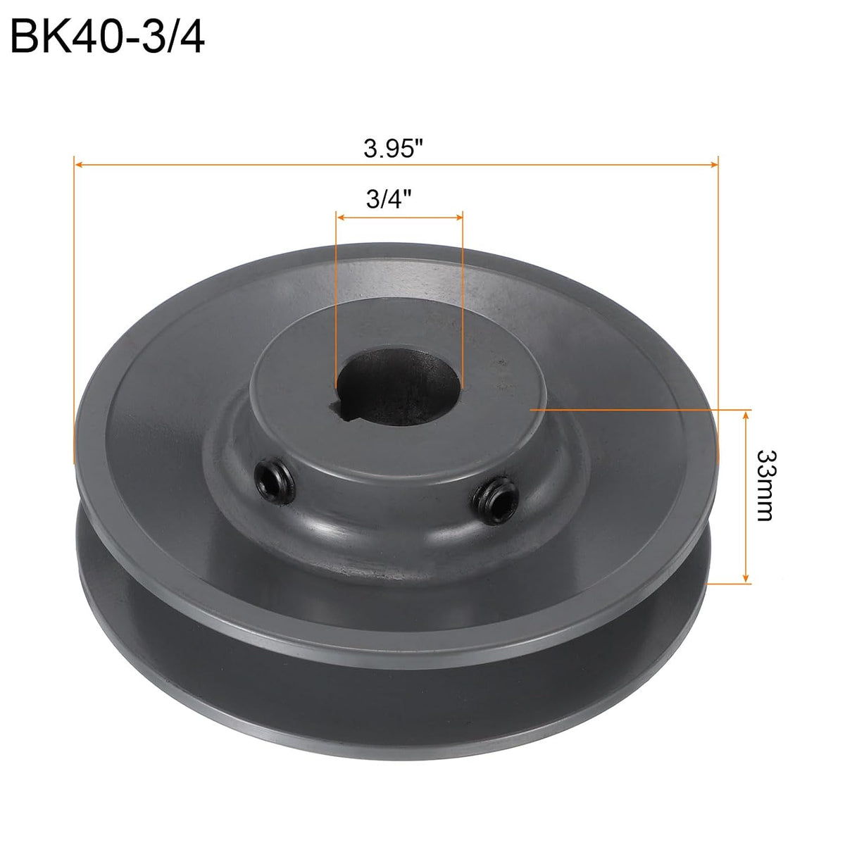 uxcell BK40-3/4 V-Belt Sheave 3/4" Bore, 3.95" OD, Single Groove Web Sheave