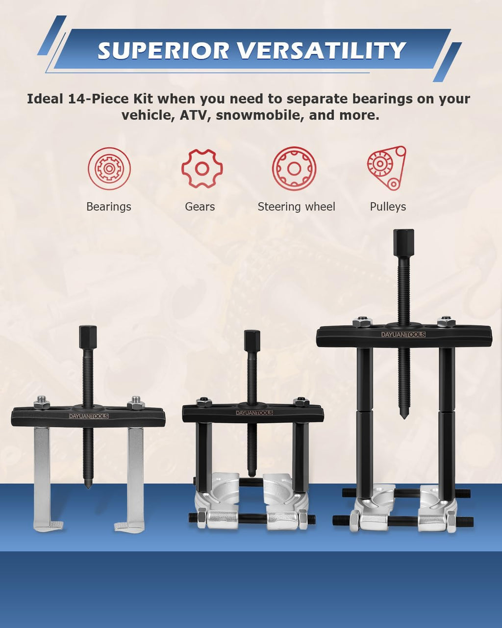 14Pcs Bearing Separator Puller Set, Bearings Splitters Puller Tool