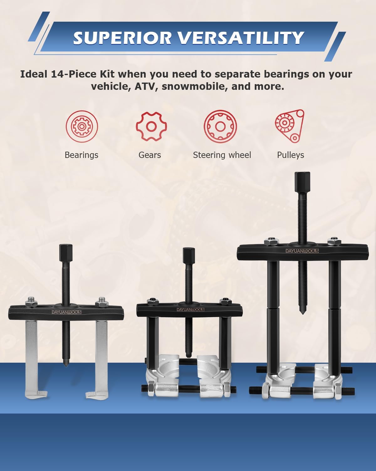 14Pcs Bearing Separator Puller Set, Bearings Splitters Puller Tool