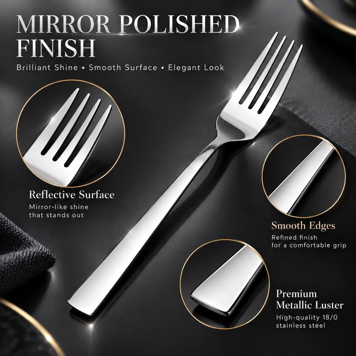 Salad Forks Set of 24, 18/0 Stainless Steel Dessert Forks 6.65 Inch