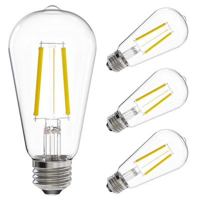 Energetic 4 Pack ST19 Vintage LED Edison Bulbs, 60 Watt Equivalent, 5000K