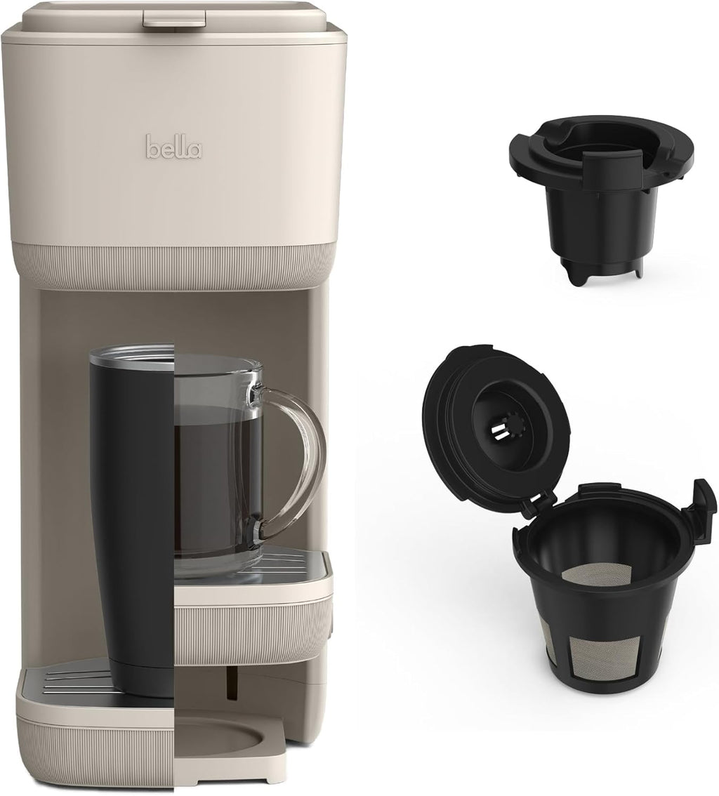 Single Serve Coffee Maker, K Cup & Coffee Ground Compatible with Removable, Adjustable Drip Tray, Auto Shutoff &