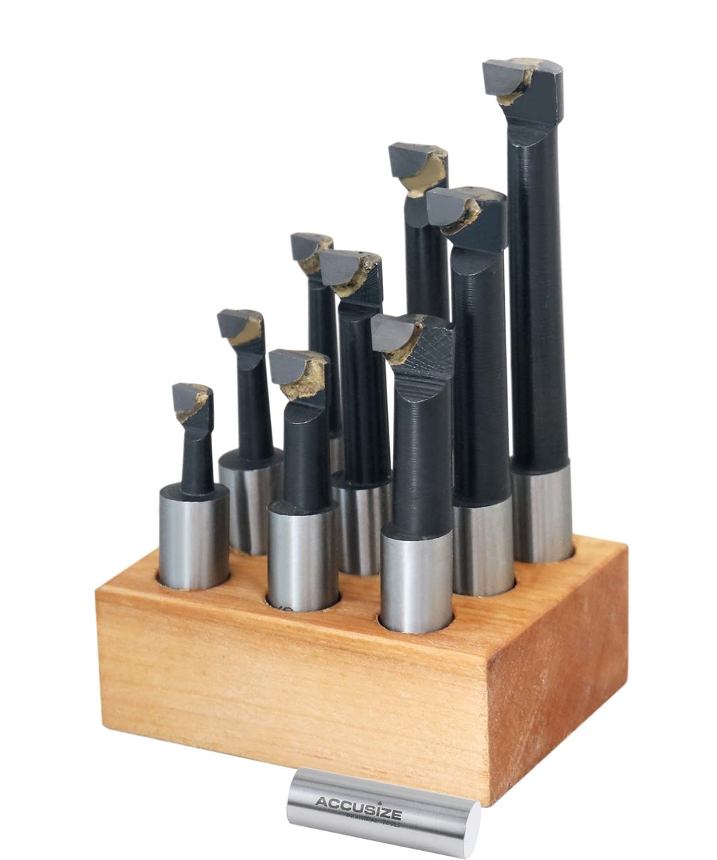 Accusize Carbide Tipped Boring Bar Set, 1/2 in, 9 Pc, 0375-0333