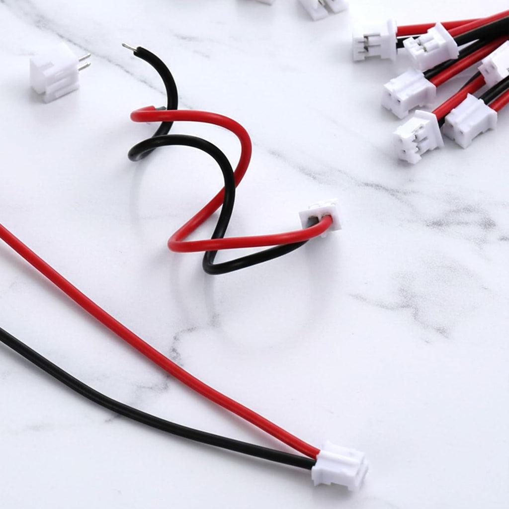 20 Sets JST PH 2.0 Connector 2 Pin Male & Female Plug Kit with 10cm 22AWG Silicone Wire Cable, 2.0mm Pitch Micro Connectors Wire Socket for RC Battery, PCB, LED Light Strips, 3D Printer