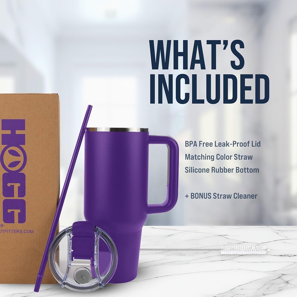 Big Swig 40oz Tumbler with Handle and Straw - Purple, 40 oz Tumbler, Insulated Cup with Handle, 40oz Water Bottle