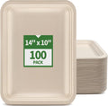 14 inch Disposable Food Trays 100 Pack Compostable Party Platters