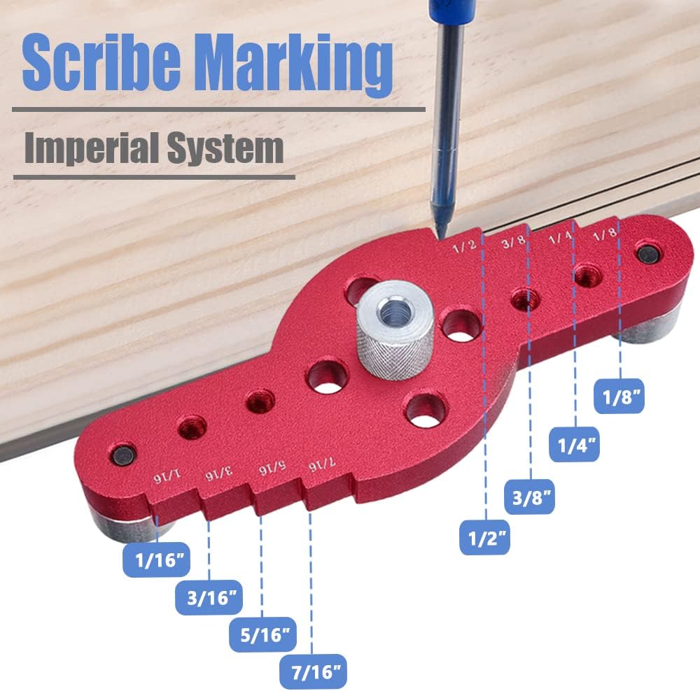 Vertical Pocket Hole Drilling Jig, 2-In-1 Woodworking Dowelling Jig Locator with Scriber Wood Dowel Drill Guide