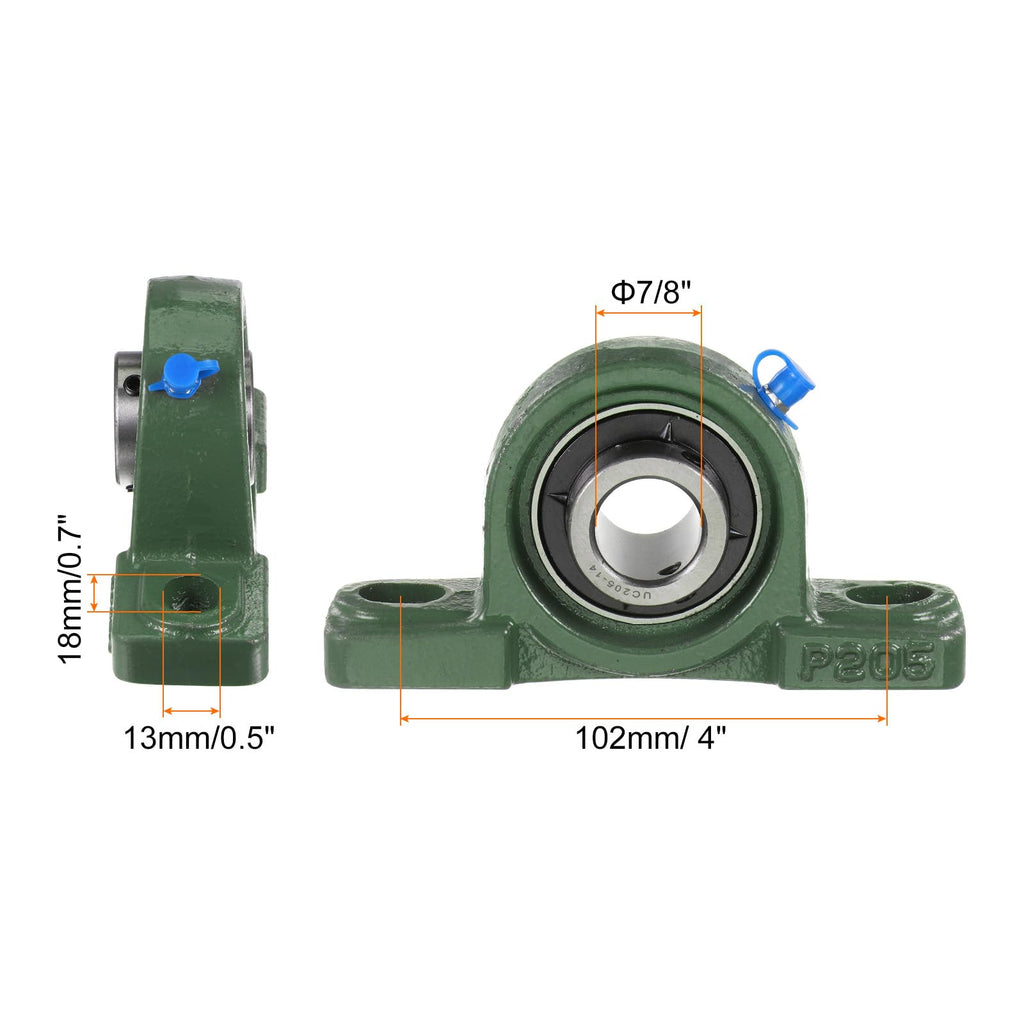 uxcell 6Pcs UCP205-14 Pillow Block Bearing 7/8 in Bore Solid Cast Iron Base