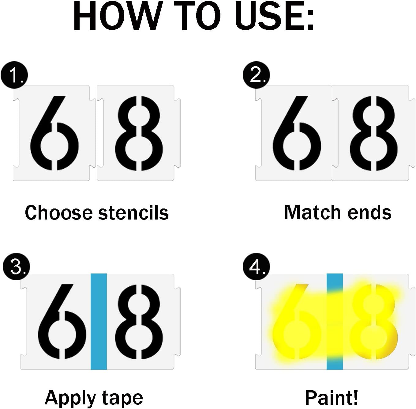 4 Inch Curb Stencil Kit 0-9 Address Number Stencils, 20Pcs Reusable 14 Mil Mylar Plastic Templates for Painting on