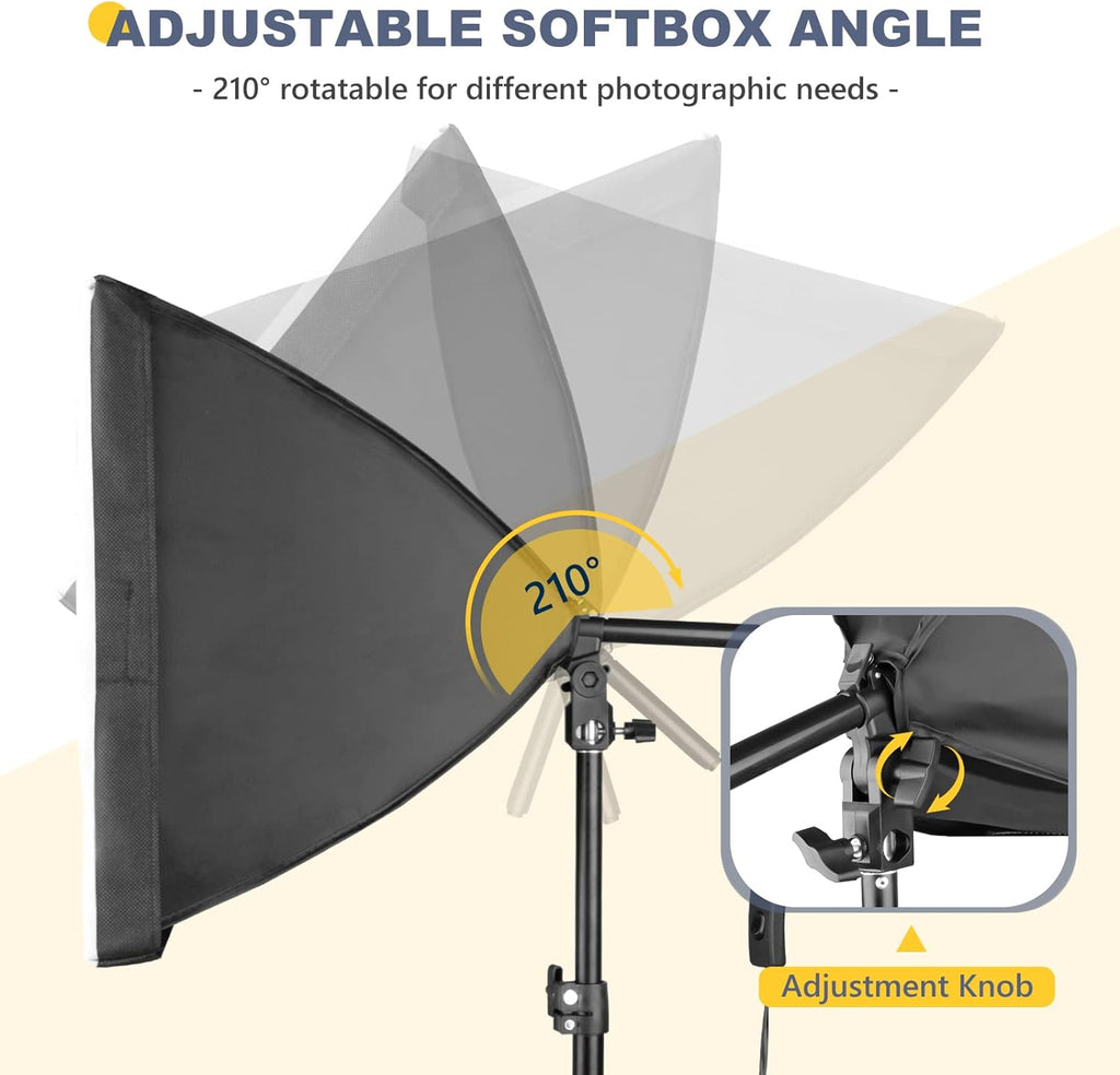 Softbox Photography Lighting Kit | 16" X 16" & 85W LED Studio Lights | Soft Diffusion For Even Light | 3000-7500K