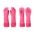 Mamison 2 Pairs Reusable Waterproof Household Dishwashing Cleaning Rubber Gloves, Non-Slip Kitchen Glove (Pink