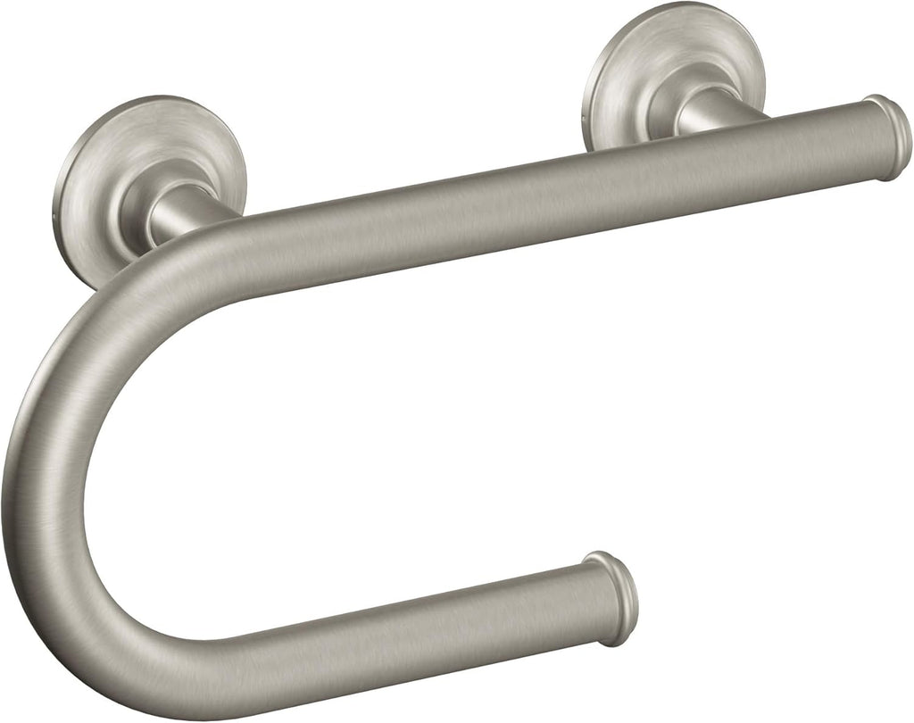 Brushed Nickel Bathroom Safety 8-Inch Wall Mounted Grab Bar with Integrated Toilet Paper Holder, LR2352DBN
