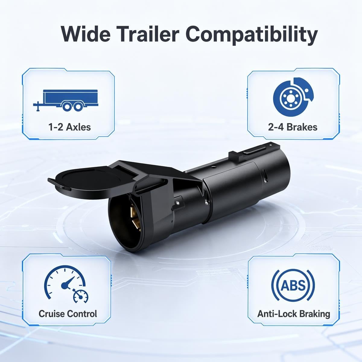 Portable 51180 Trailer Brake Controller for 1-2 Axles and 2-4 brakes, 7-Way