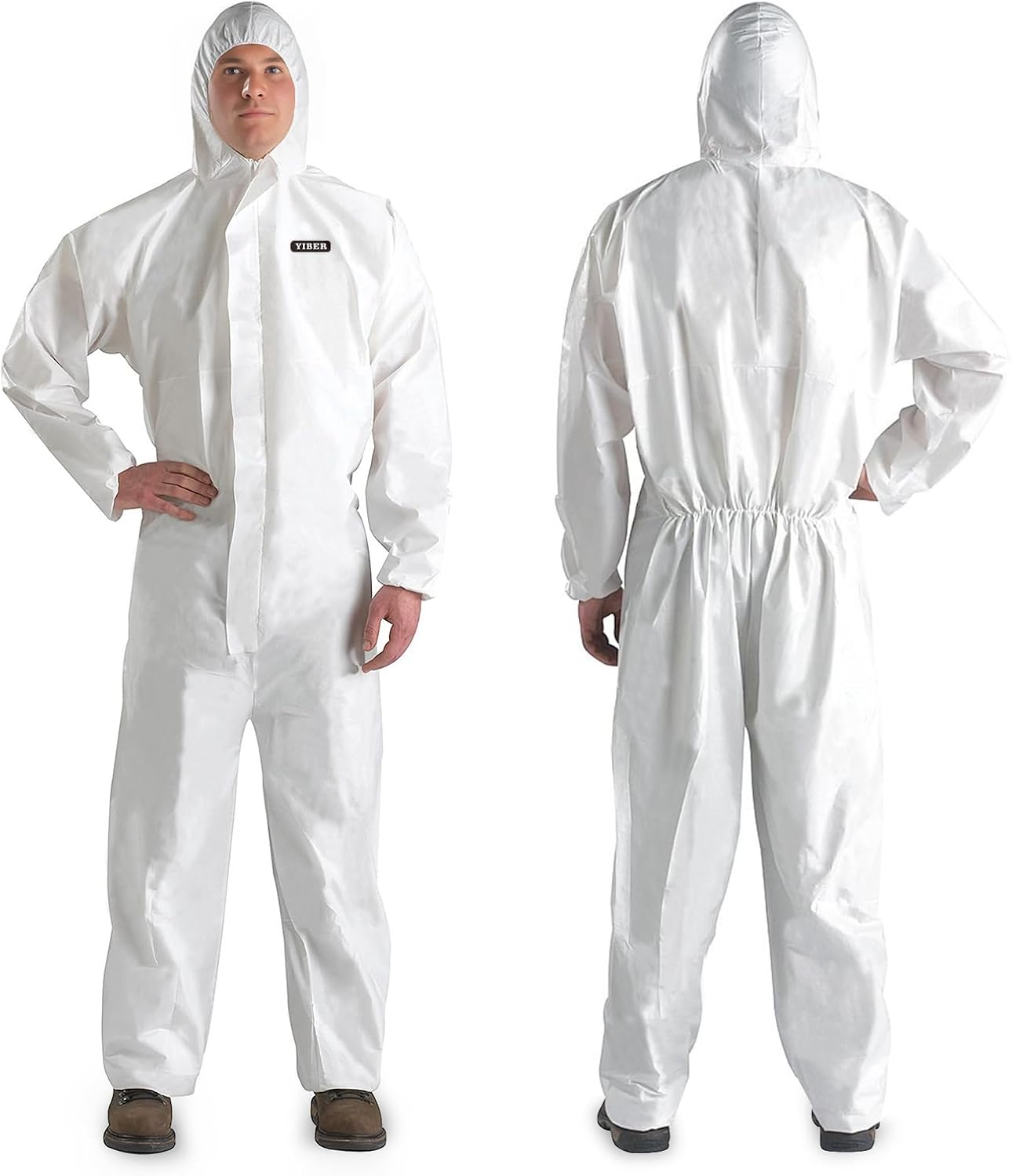 Hazmat Suit Disposable Coverall | Heavy Duty Full Body Paint Coverall & Suit in 7 Sizes - Large, White, 1
