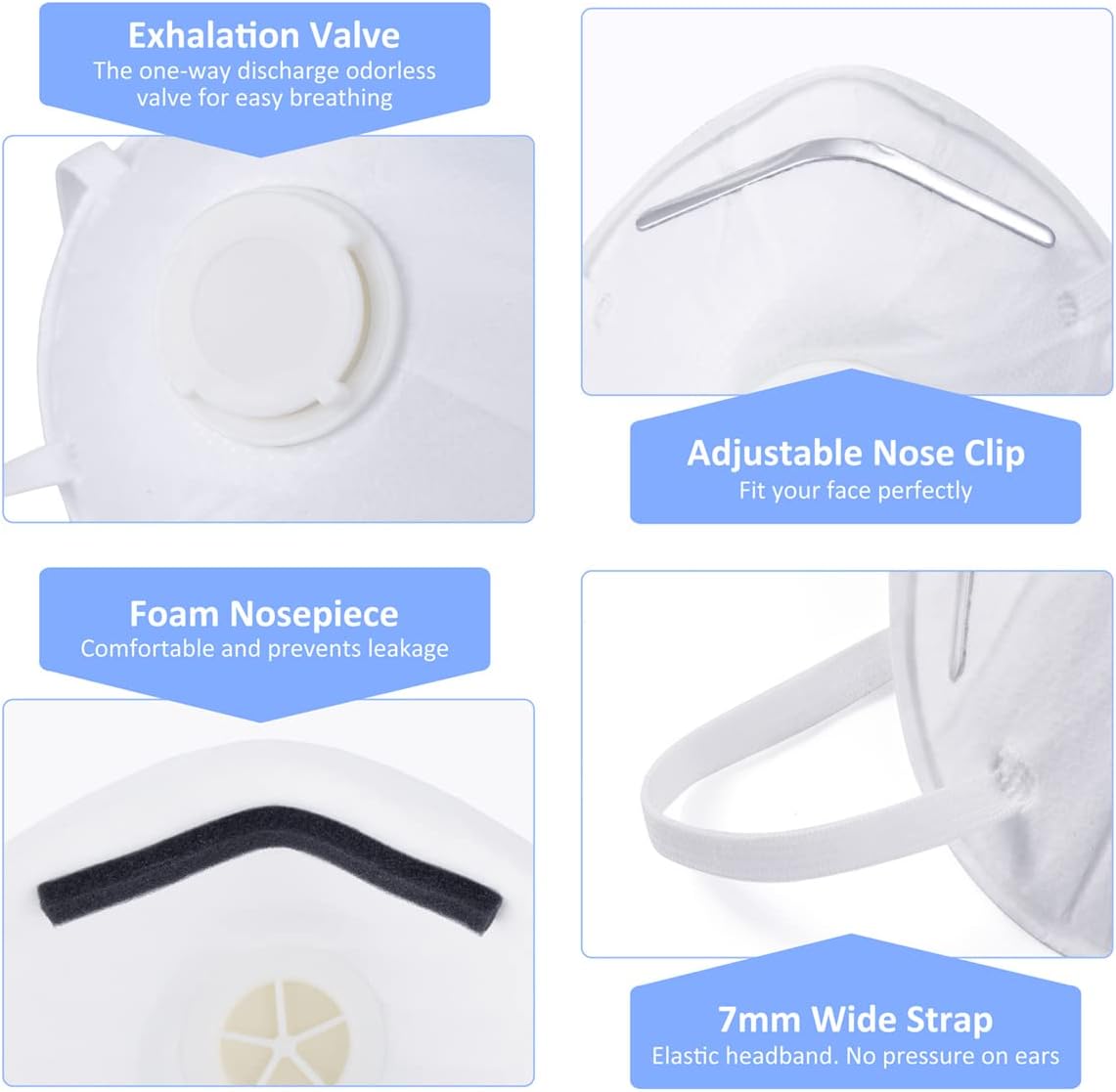 N95 Respirator Masks - 15Pcs NIOSH Certified Safety Masks Cup Particulate Respirator Mask with Breathing Valve for