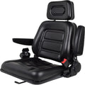 Universal Lawn Mower Seat, Tractor Seat Fold Down with Armrest Headrest Seatbelt, Adjustable Backrest and Slide Rail