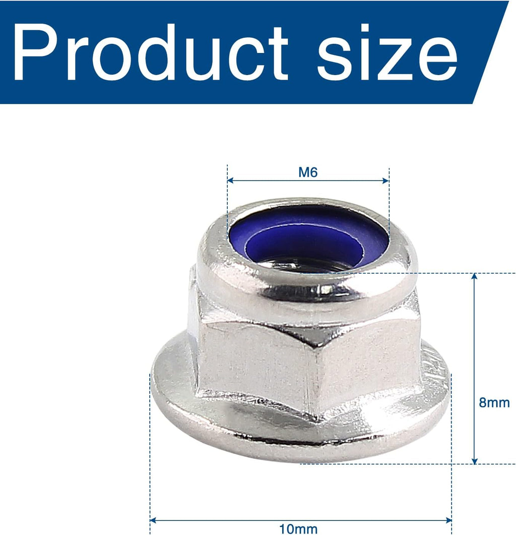 BokWin M6 Lock Nut, 20PCS, 304 Stainless Steel