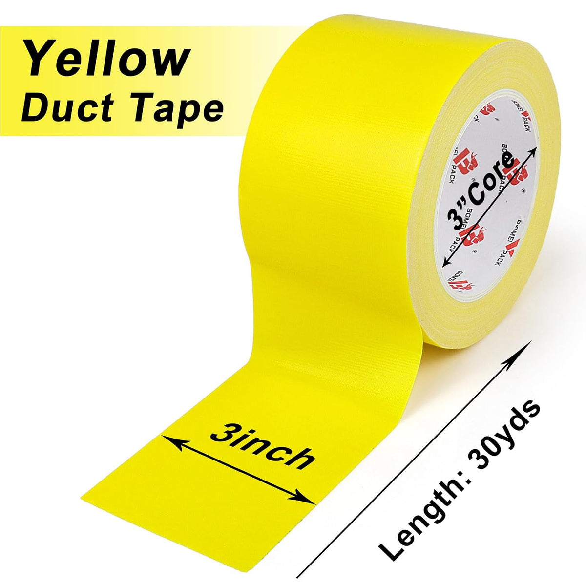 Duct Tape Yellow Heavy Duty,9 Mil Thickness,Strong Industrial Strength,Flexible,No Residue,Waterproof and Tear by