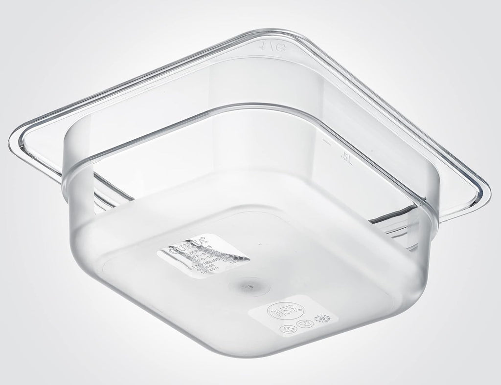 6-Pack 1/6 Size 2.5" Deep NSF Polycarbonate Food Pans | Dishwasher & Freezer Safe Clear Container for Prep Tables